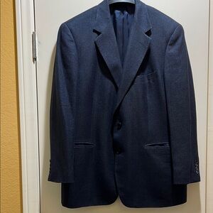 BROOKS BROTHERS navy silk linen wool blend blazer jacket 42R